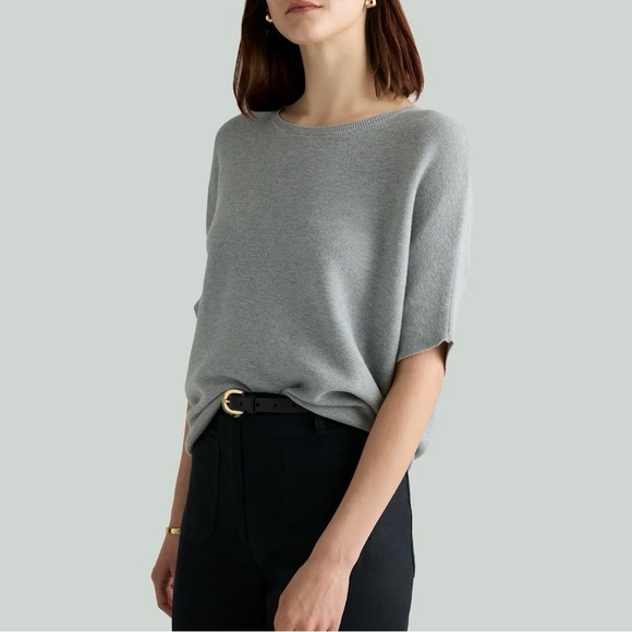Quince Lightweight Cotton Cashmere Link Dolman Sweater Heather Grey Size Medium - Picture 1 of 12